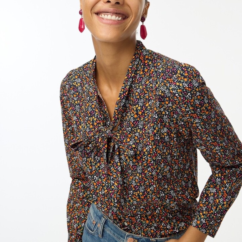 J.Crew Women's Bow Tie-Neck Top